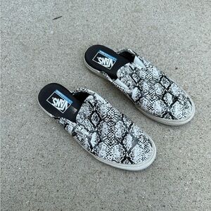Vans Black and White Snake Print Mules